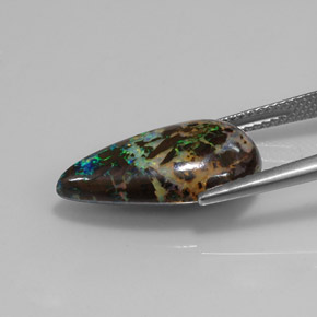 Opale boulder naturale multicolore da 7,90 ct, taglio a pera, opaco