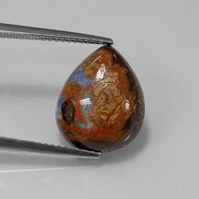 Opale boulder naturale multicolore da 6,43 ct, taglio a pera, opaco