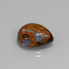 Opale boulder naturale multicolore da 6,43 ct, taglio a pera, opaco