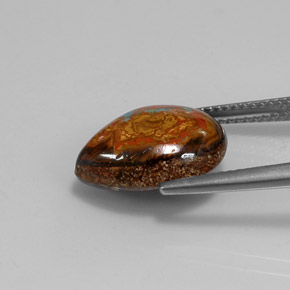 Opale boulder naturale multicolore da 6,43 ct, taglio a pera, opaco