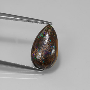 Opale boulder naturale multicolore da 4,03 ct, taglio a pera, opaco