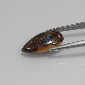 Opale boulder naturale multicolore da 4,03 ct, taglio a pera, opaco