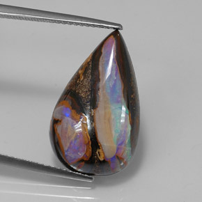 Opale boulder naturale multicolore da 10,99 ct, taglio a pera, opaco