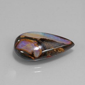 Opale boulder naturale multicolore da 10,99 ct, taglio a pera, opaco