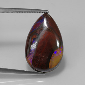 Opale boulder naturale multicolore da 11,70 ct, taglio a pera, opaco