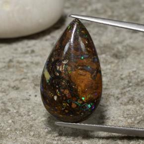 Opale boulder naturale multicolore da 10,52 ct, taglio a pera, opaco