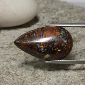 Opale boulder naturale multicolore da 10,52 ct, taglio a pera, opaco