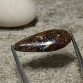Opale boulder naturale multicolore da 10,52 ct, taglio a pera, opaco