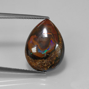 Opale boulder naturale multicolore da 10,14 ct, taglio a pera, opaco