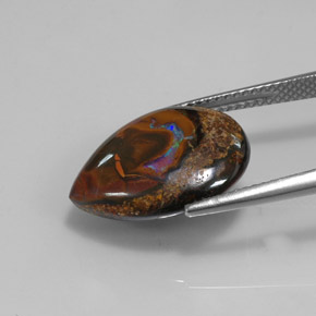 Opale boulder naturale multicolore da 10,14 ct, taglio a pera, opaco