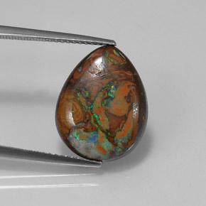 Opale boulder naturale multicolore da 8,30 ct, taglio a pera, opaco