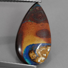 Opale boulder naturale multicolore da 4,35 ct, taglio a pera, opaco