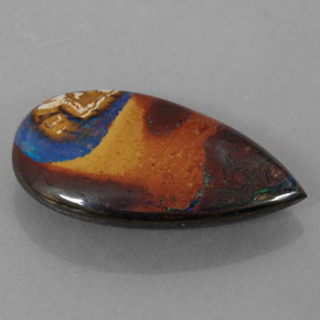 Opale boulder naturale multicolore da 4,35 ct, taglio a pera, opaco
