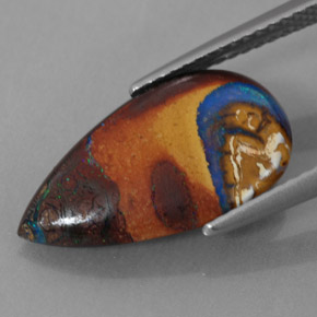 Opale boulder naturale multicolore da 4,35 ct, taglio a pera, opaco