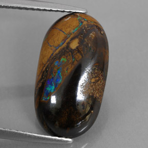 Opale boulder naturale multicolore da 5,89 ct, taglio ovale, opaco