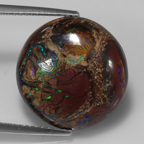 Opale boulder naturale multicolore da 10,98 ct, taglio rotondo, opaco
