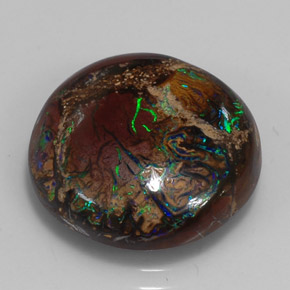 Opale boulder naturale multicolore da 10,98 ct, taglio rotondo, opaco