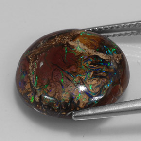 Opale boulder naturale multicolore da 10,98 ct, taglio rotondo, opaco