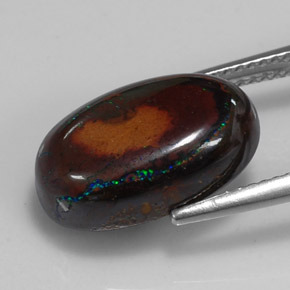 Opale boulder naturale multicolore da 9,49 ct, taglio ovale, opaco