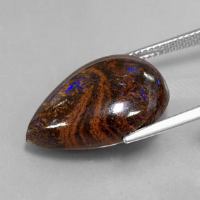 Opale boulder naturale multicolore da 16,89 ct, taglio a pera, opaco