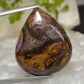 Opale boulder naturale multicolore da 20,90 ct, taglio a pera, opaco