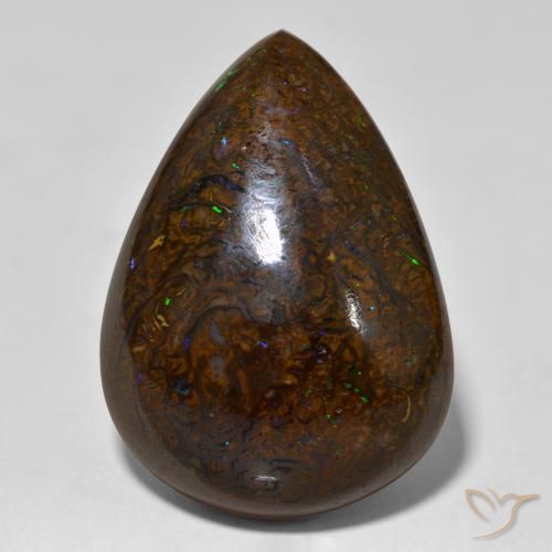 26.23ct Naturale Multicolore Opale masso, Forma a pera, Opaco