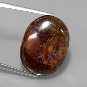 Opale boulder naturale multicolore da 21,10 ct, taglio ovale, opaco
