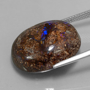 Opale boulder naturale multicolore da 27,22 ct, taglio ovale, opaco