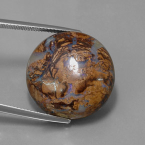Opale boulder naturale multicolore da 34,18 ct, taglio rotondo, opaco