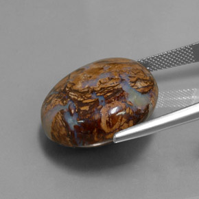 Opale boulder naturale multicolore da 34,18 ct, taglio rotondo, opaco
