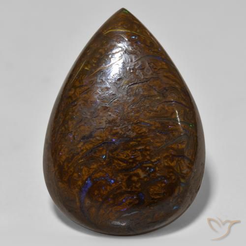 28.03ct Naturale Multicolore Opale masso, Forma a pera, Opaco