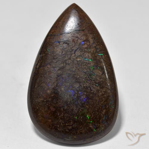 21.46ct Naturale Multicolore Opale masso, Forma a pera, Opaco