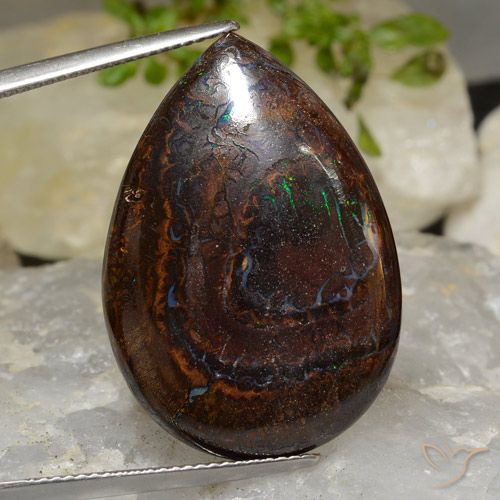 31.20ct Naturale Multicolore Opale masso, Forma a pera, Opaco