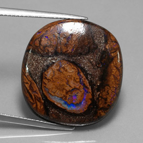 Opale boulder naturale multicolore da 20,58 ct, taglio a cuscino, opaco
