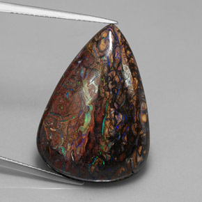 Opale boulder naturale multicolore da 21,74 ct, taglio a pera, opaco