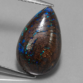 Opale boulder naturale multicolore da 6,27 ct, taglio a pera, opaco