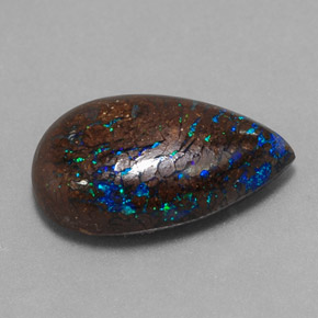 Opale boulder naturale multicolore da 6,27 ct, taglio a pera, opaco