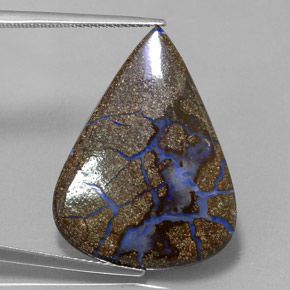 Opale boulder naturale multicolore da 12,40 ct, taglio a pera, opaco