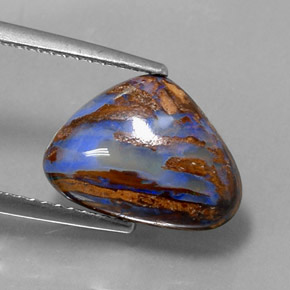 Opale boulder naturale multicolore da 3,78 ct, taglio a pera, opaco