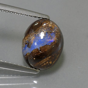 Opale boulder naturale multicolore da 2,36 ct, taglio ovale, opaco