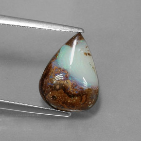 Opale boulder naturale multicolore da 3,00 ct, taglio a pera, opaco