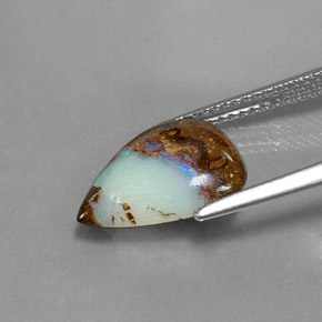 Opale boulder naturale multicolore da 3,00 ct, taglio a pera, opaco