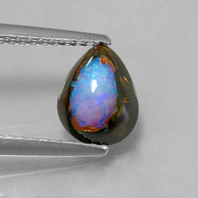 Opale boulder naturale multicolore da 1,43 ct, taglio a pera, opaco