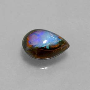 Opale boulder naturale multicolore da 1,43 ct, taglio a pera, opaco