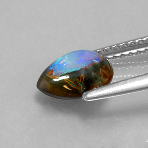 Opale boulder naturale multicolore da 1,43 ct, taglio a pera, opaco