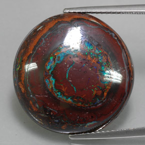 Opale boulder naturale multicolore da 22,76 ct, taglio rotondo, opaco
