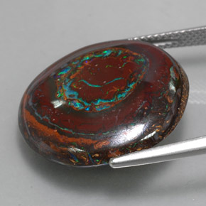 Opale boulder naturale multicolore da 22,76 ct, taglio rotondo, opaco