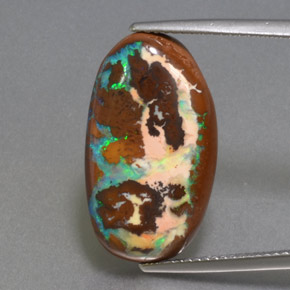 Opale boulder naturale multicolore da 10,49 ct, taglio ovale, opaco