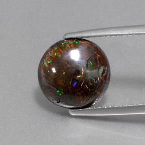 Opale boulder naturale multicolore da 5,13 ct, taglio rotondo, opaco