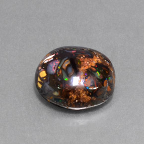 Opale boulder naturale multicolore da 5,18 ct, taglio rotondo, opaco